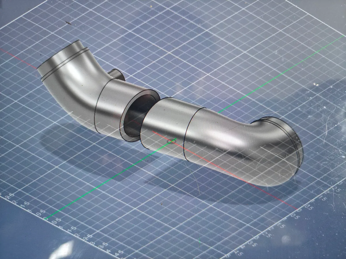 Fusion 360 CAD model, intake inlet design iteration 2
