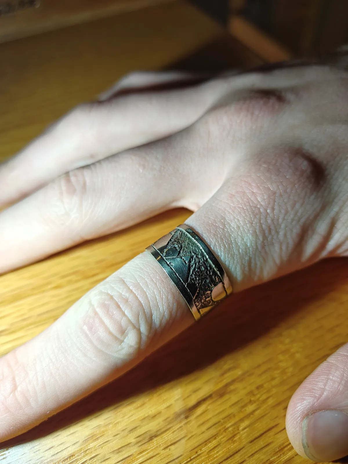 Handcrafted mountainscape ring