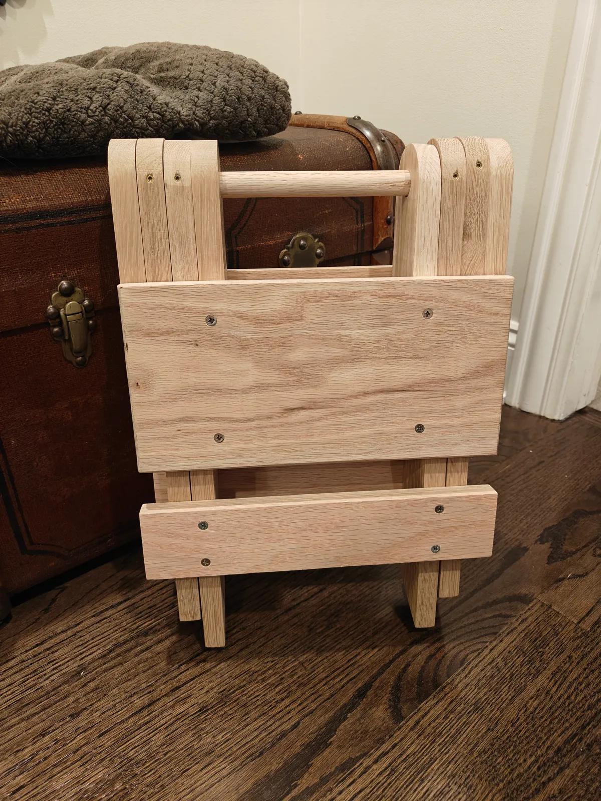 Handmade stool, closed position